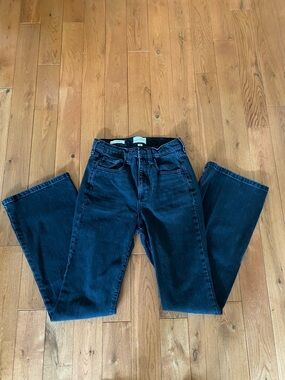 Women's Dark Wash Black Flare Jeans